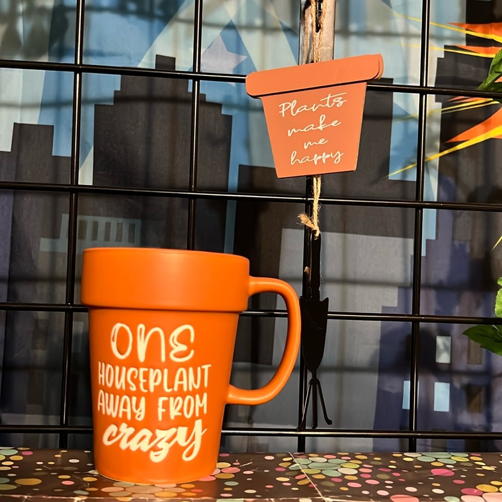 New Plant Lady Set: Coffee Planter Mug & Hanging Sign Decor